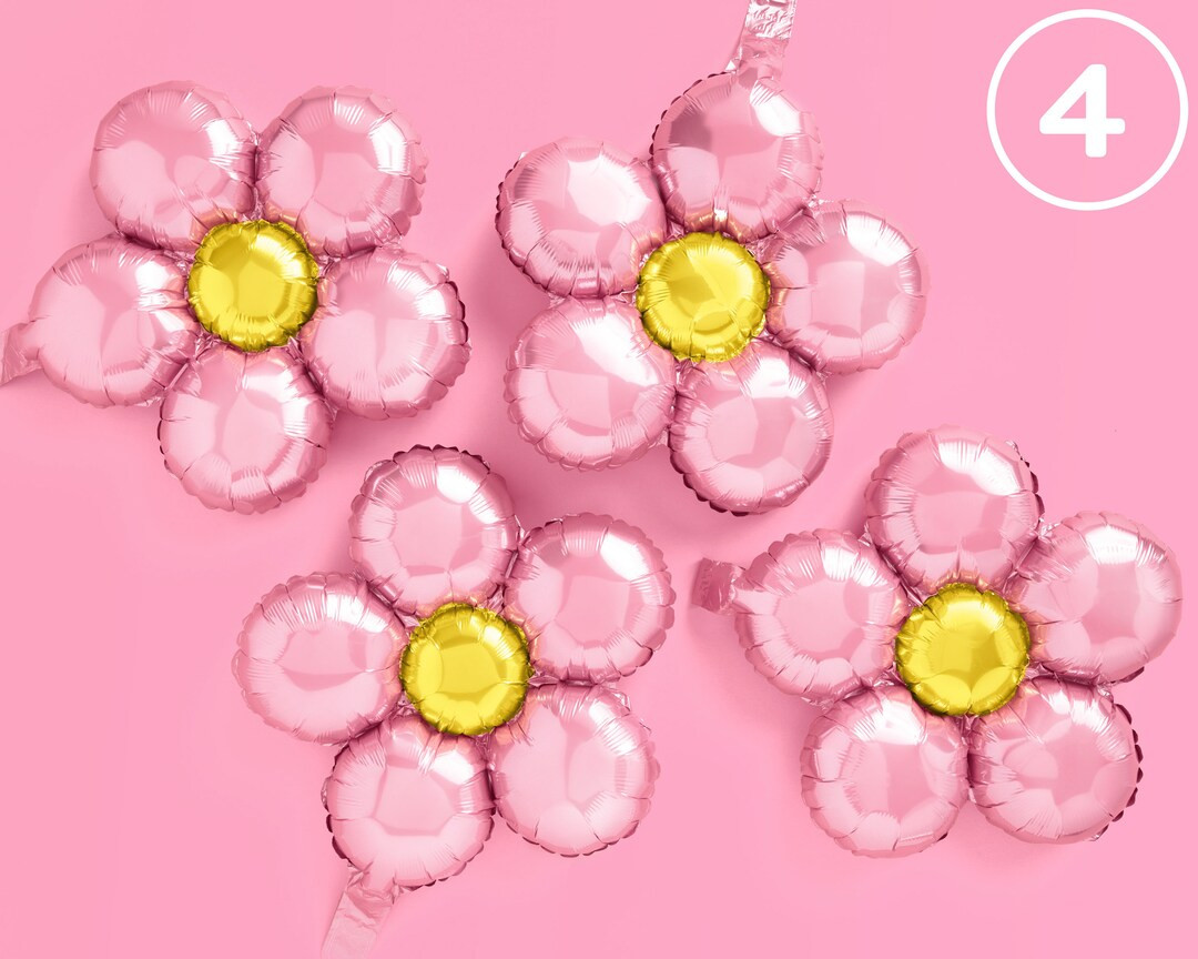 Pastel Pink Flower Balloon Set - 4 pc | Groovy Birthday Decorations, Bachelorette, 70s Party Deco... | Etsy (US)