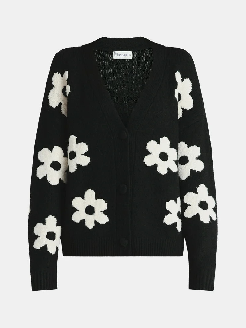 No Boundaries Button-Front Cardigan, Women's | Walmart (US)