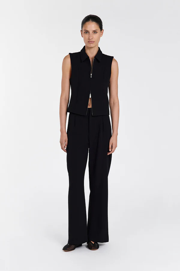LIV BLACK ZIP COLLARED VEST | DISSH