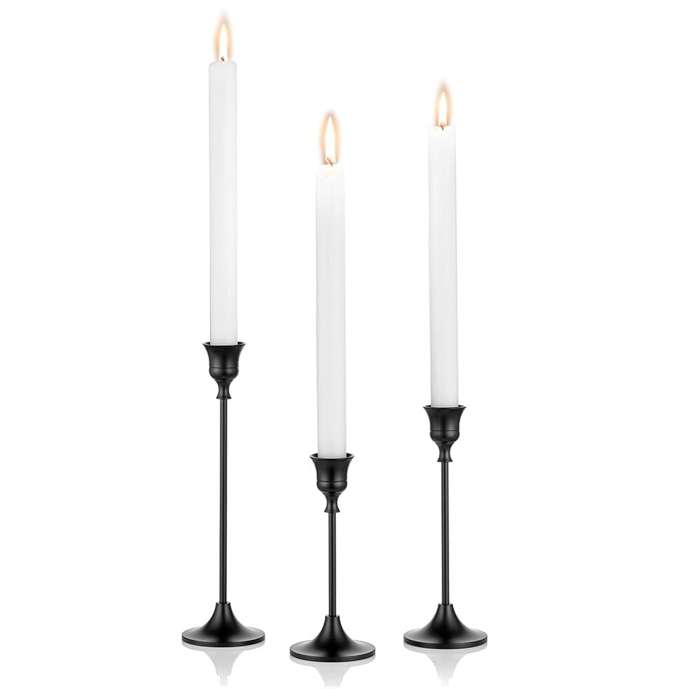 Nuptio 3 Pcs Black Candlestick Holders Taper Candles Holder Candle Stick Holder for Dining Table ... | Amazon (US)