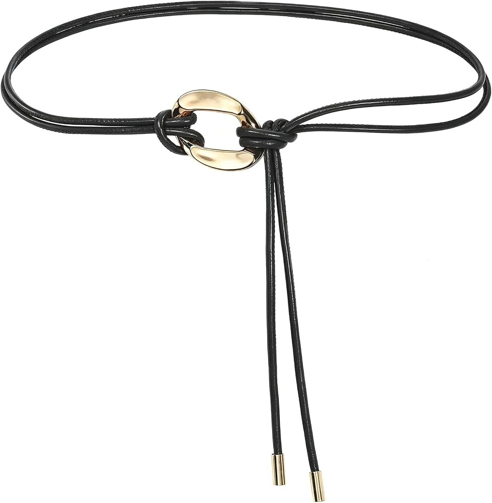 Women Knotted Waist Belt PU Leather Skinny Belt | Amazon (UK)