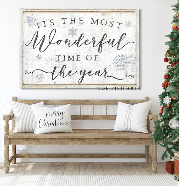 It's the Most Wonderful Time of the Year Rustic Christmas Sign Holiday Decor Modern Farmhouse Art... | Etsy (US)