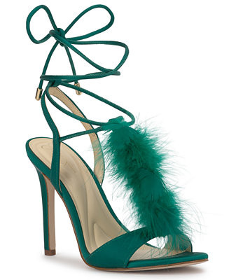 Jessica Simpson Women's Jenzin Feather Lace-Up Stiletto Dress Sandals - Macy's | Macy's
