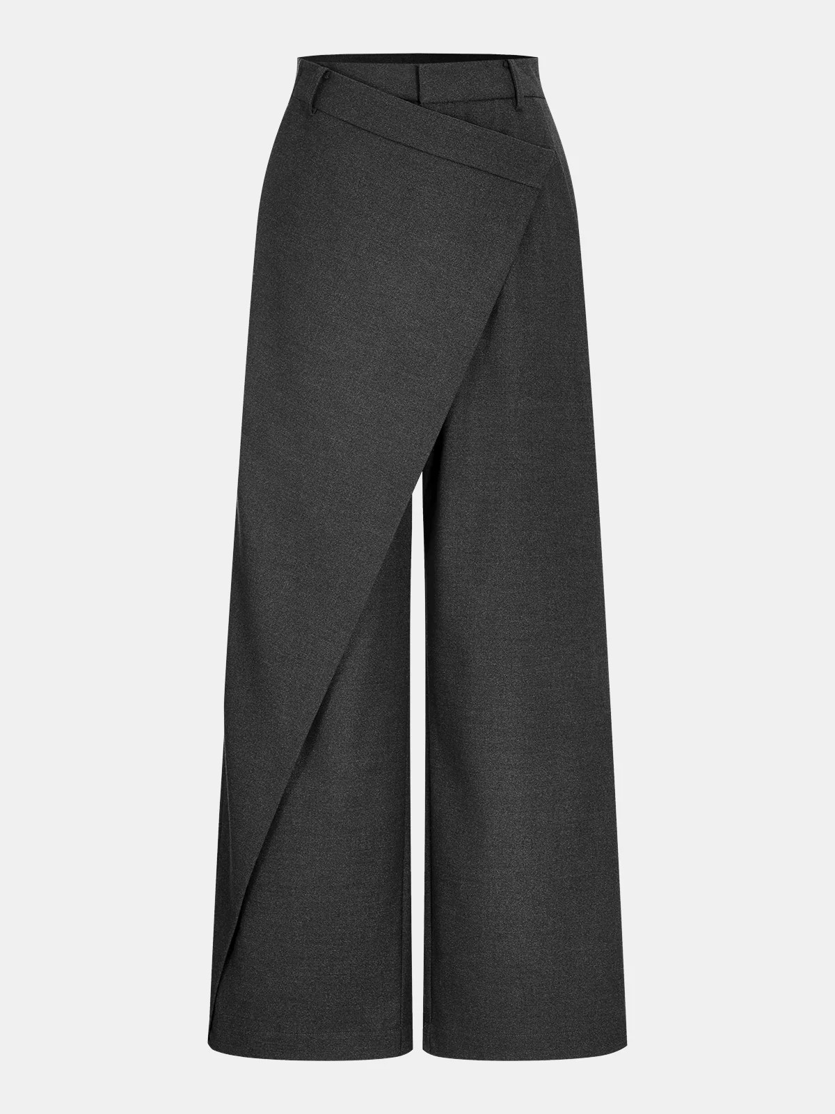 Asymmetric Mid-Waist Wide-Leg Pants | Commense