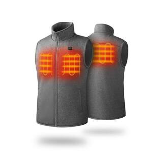 Men's XXX-Large Gray 7.38-Volt Lithium-Ion Fleece Heated Vest with One 4.8Ah Battery | The Home Depot
