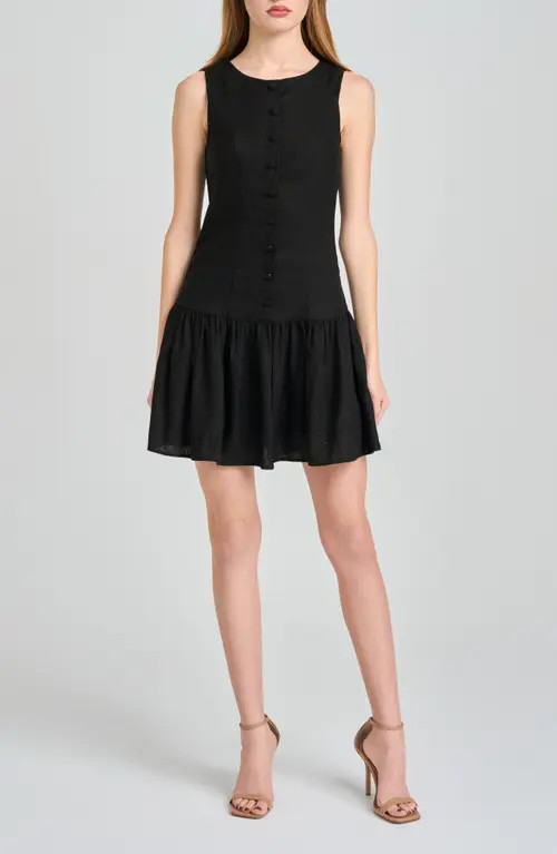 WAYF Martini Linen Blend Minidress in Black at Nordstrom, Size Small | Nordstrom