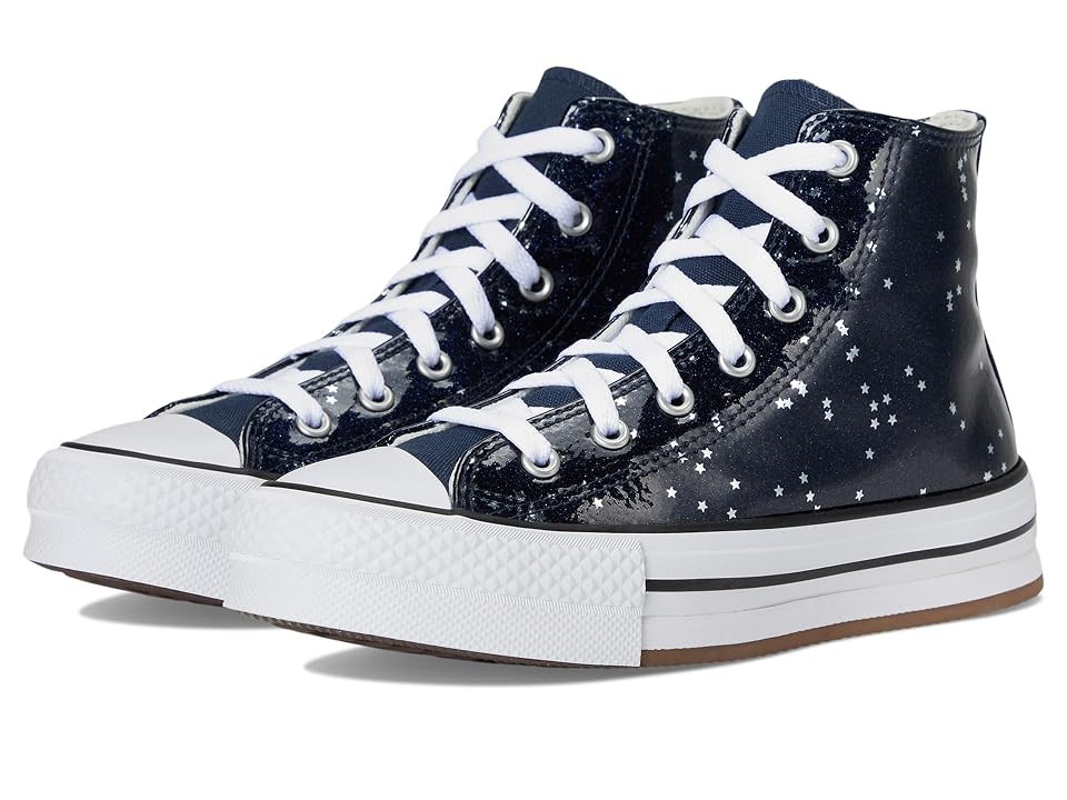 Converse Kids Chuck Taylor All Star Eva Lift Glitter Platform (Big Kid) Kid's Shoes Navy/White/Egret : 5 Big Kid M, Canvas | Zappos
