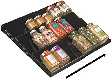 mDesign Expandable Plastic Deluxe Spice Rack, Drawer Organizer for Kitchen Cabinet Drawers - 3- T... | Amazon (US)