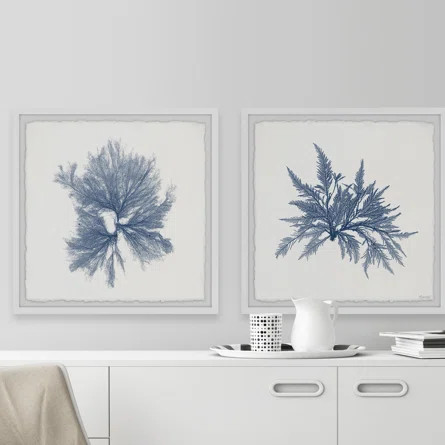 Rosecliff Heights Navy Sea Weed VI' by Marmont Hill - 2 Piece Picture Frame Print Set on Paper | Wayfair North America