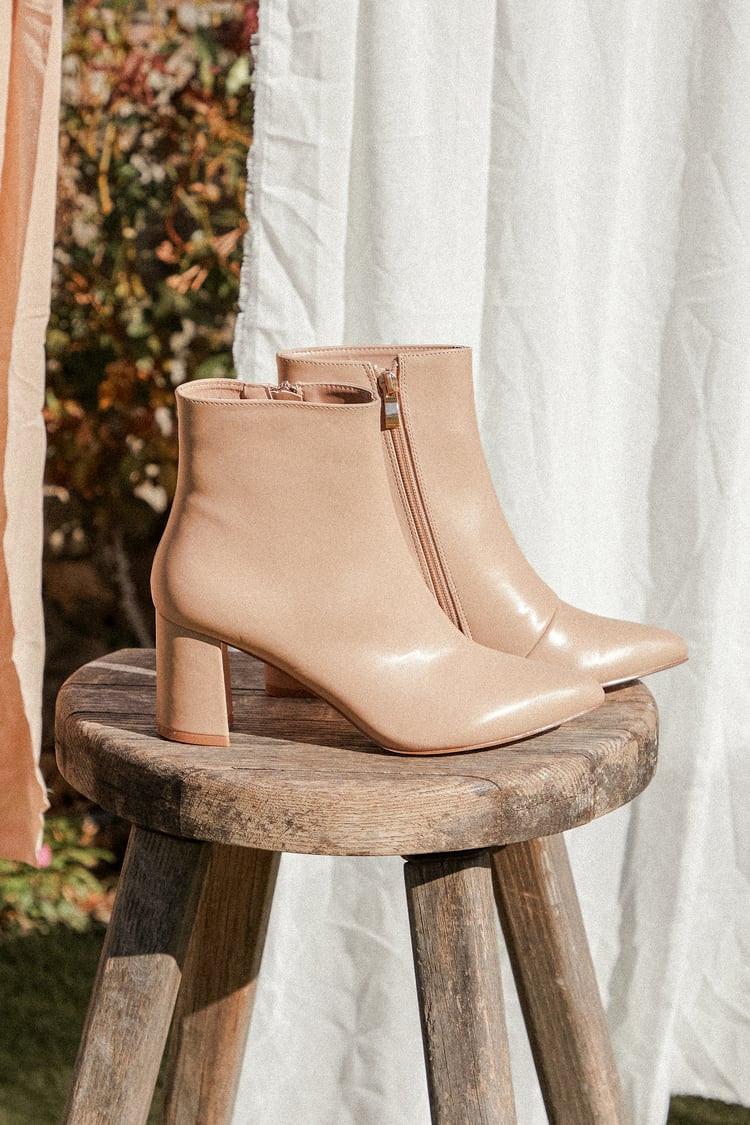 Sarai Light Nude Pointed-Toe Ankle Booties | Lulus