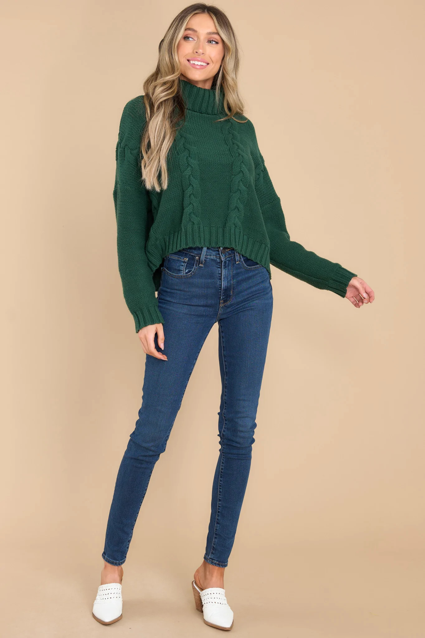 Mesmerized By Love Hunter Green Sweater | Red Dress 