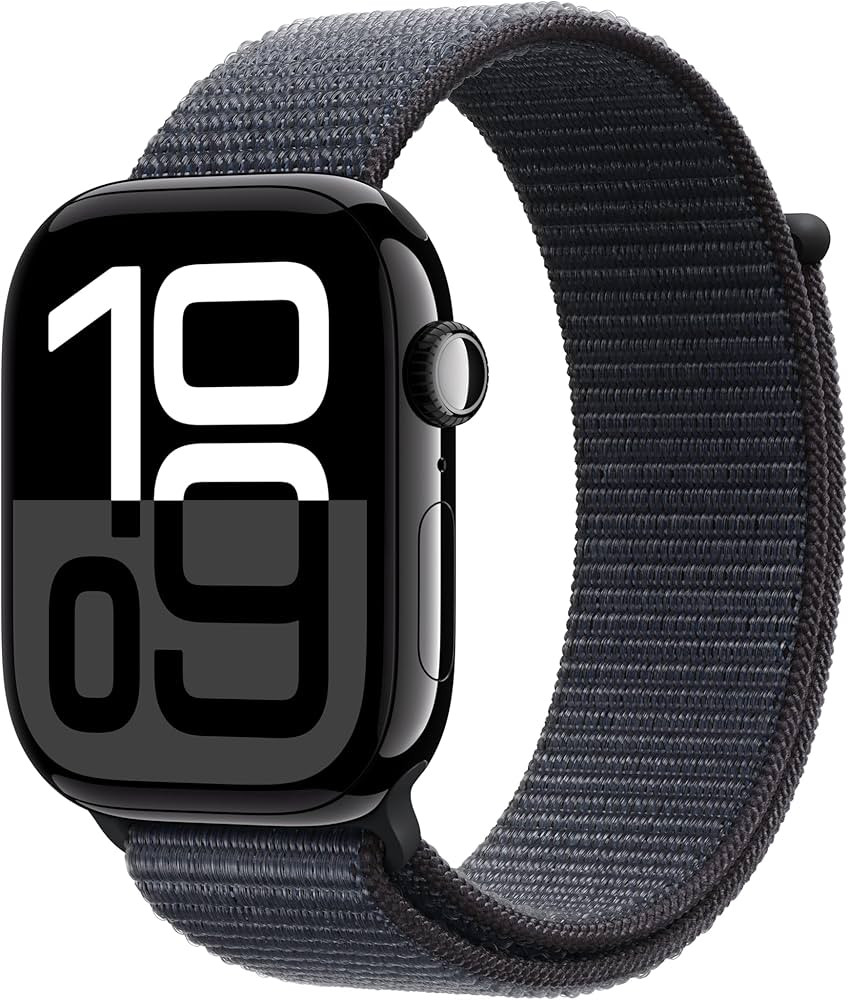 Apple Watch Series 10 GPS 42 mm Smartwatch with Jet Black Aluminium Case with Ink Sport Loop - On... | Amazon (UK)