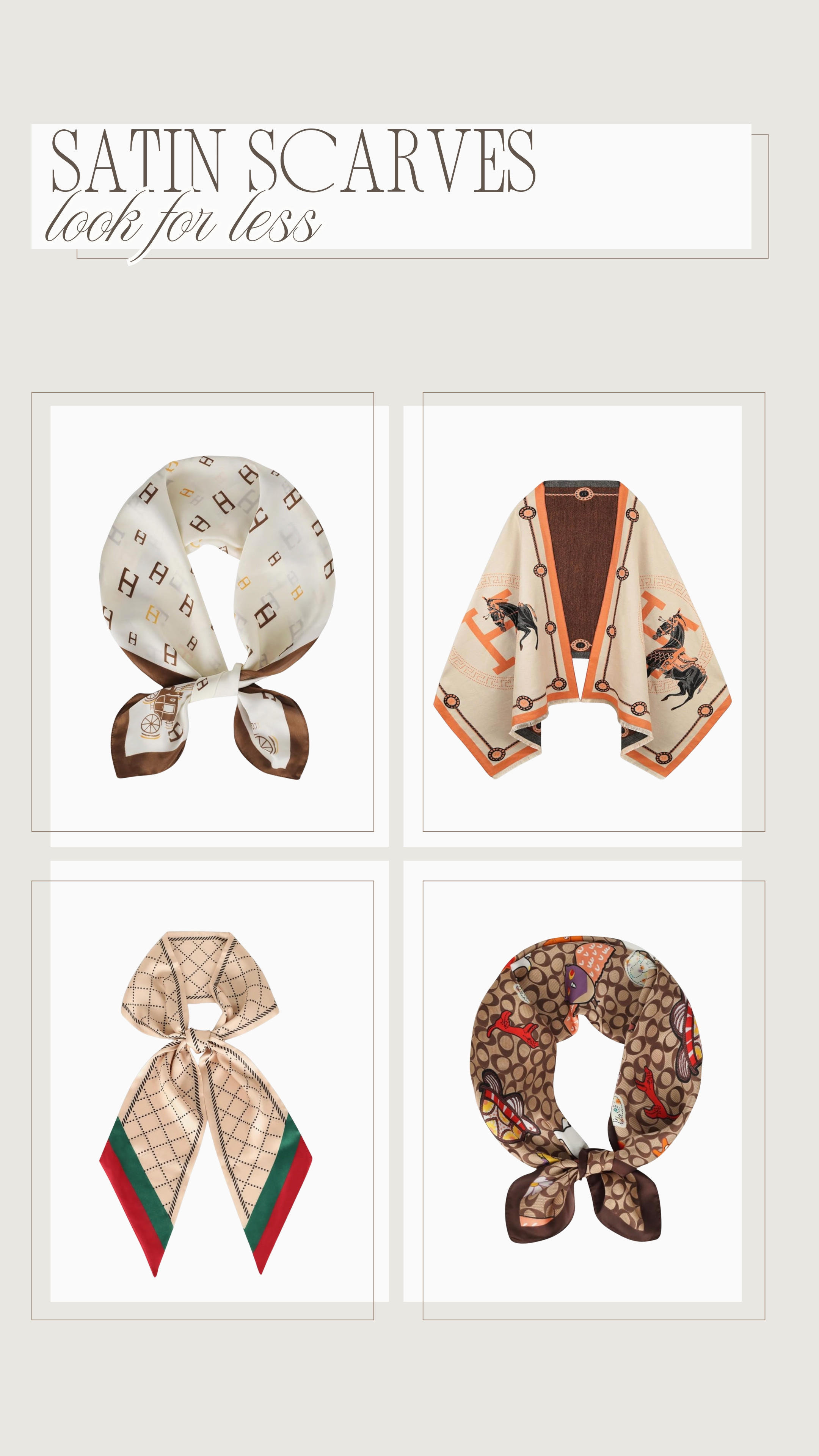 Designer inspired satin scarves!

amazon finds, amazon fashion, amazon look for less 

 #LTKootd