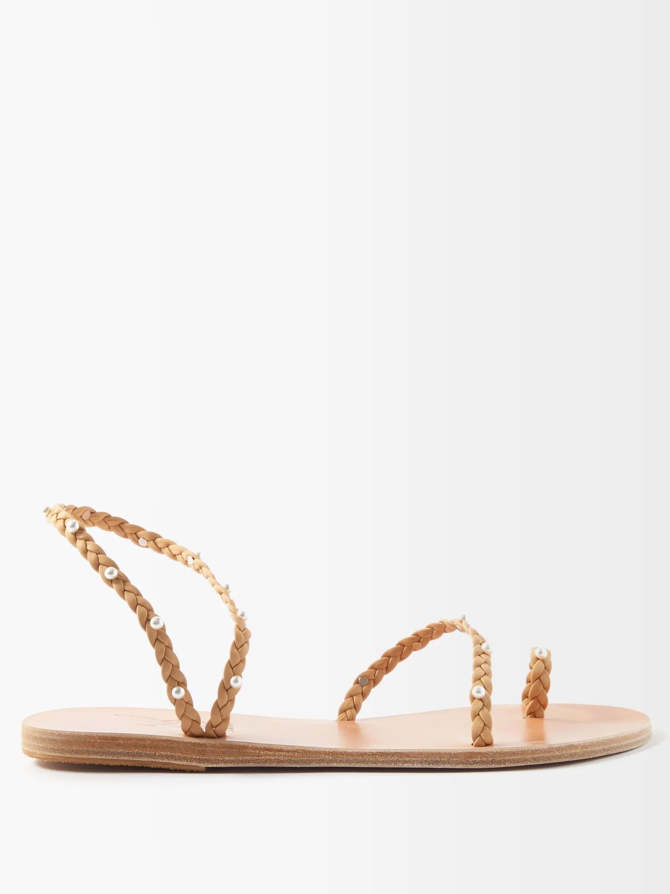 Eleftheria pearl-embellished leather sandals | Ancient Greek Sandals | Matches (US)