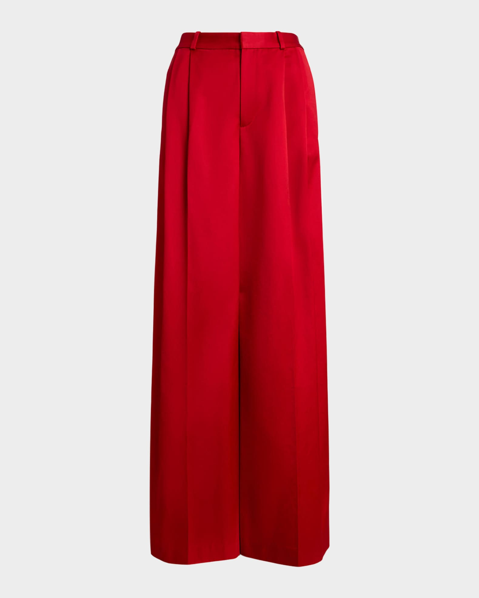 Polo Ralph Lauren Pleated Satin Wide-Leg Pants | Neiman Marcus