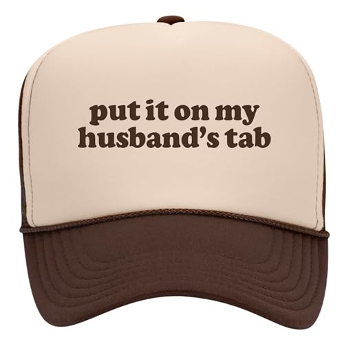 Put It On My Husband's Tab Trucker Hat | Cowboy Funny Western Howdy Cute | Premium Mesh Foam Snapback Hat for Men & Women (US, Alpha, One Size, Brown/Tan) | Amazon (US)