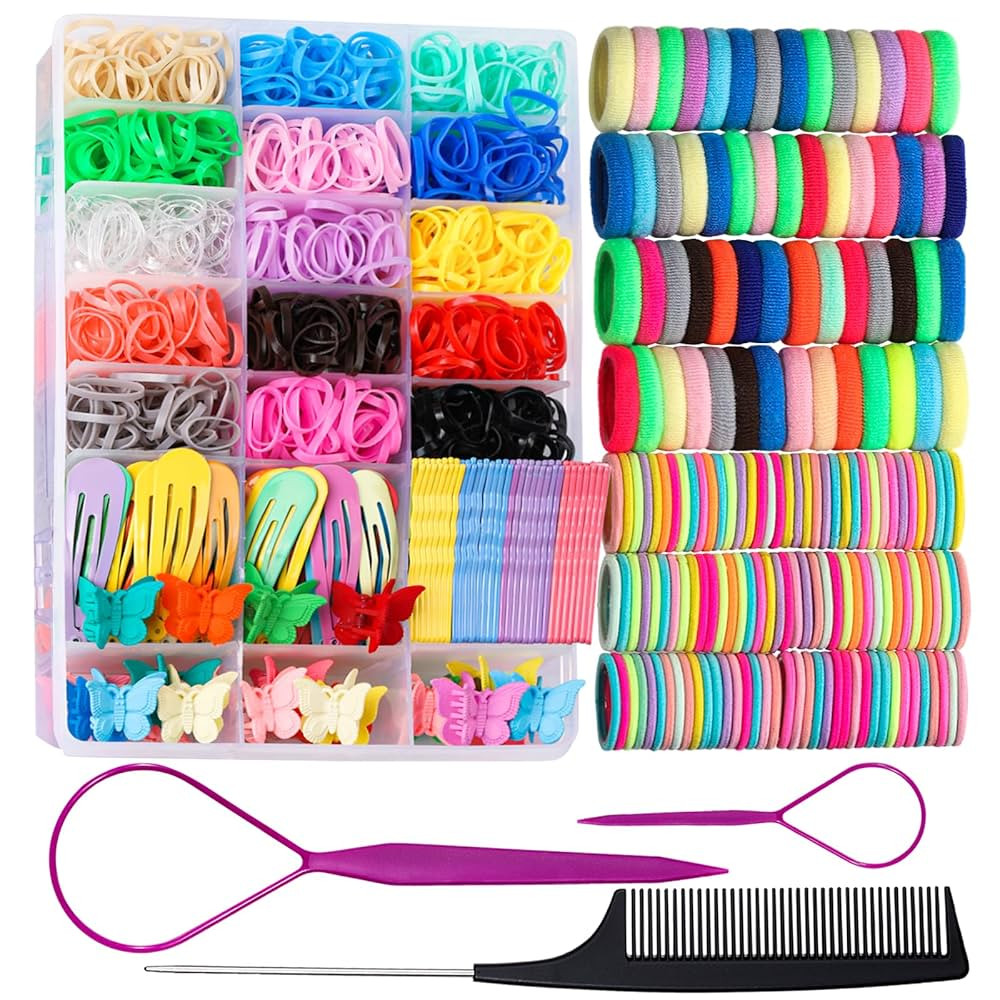 Teenitor Elastic Hair Ties, Hair Accessories for Girls, Colorful Baby Elatic Hair Bands Set with ... | Amazon (US)