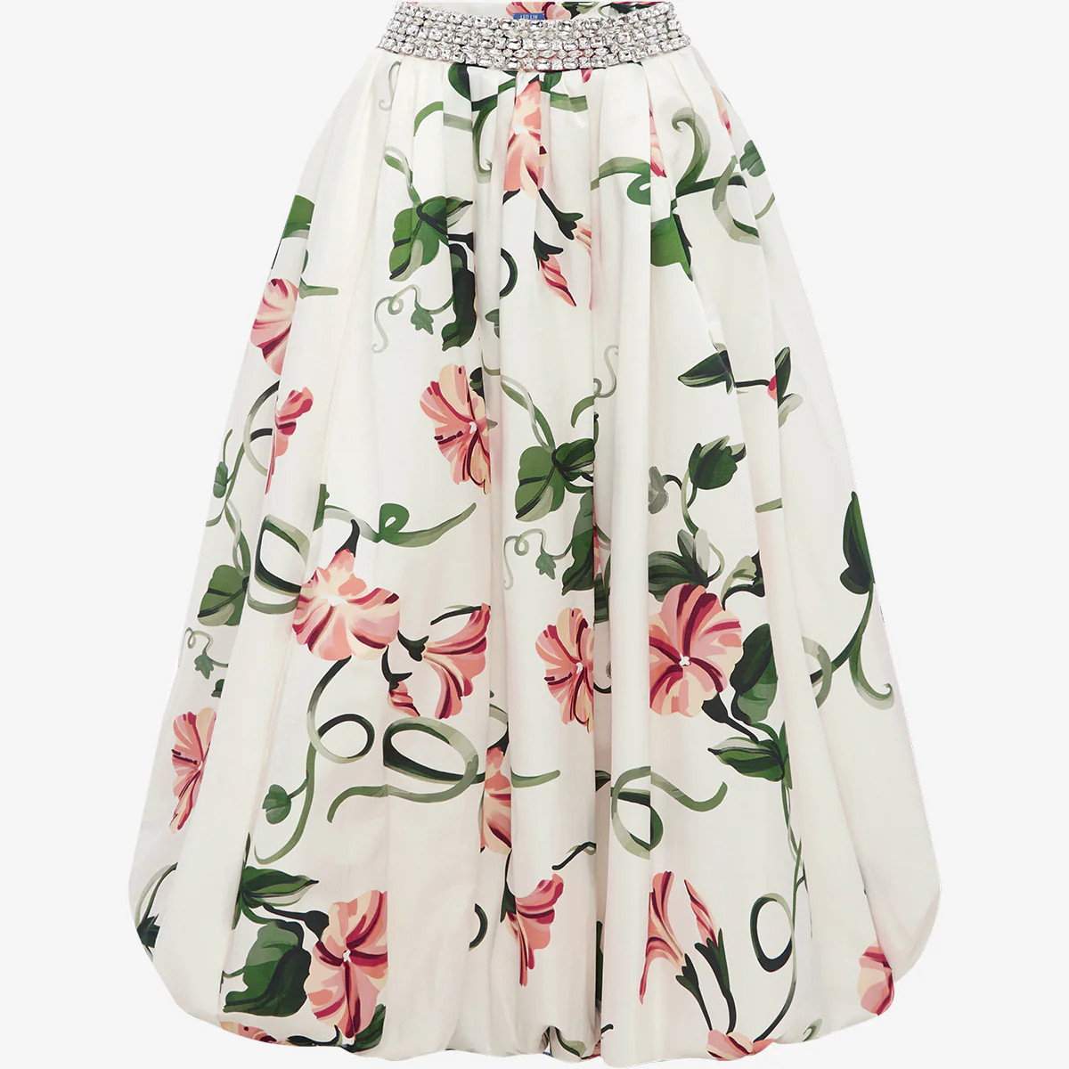 Victoria Embellished Puff Maxi Skirt - Vine Print in Snow | LEO LIN US