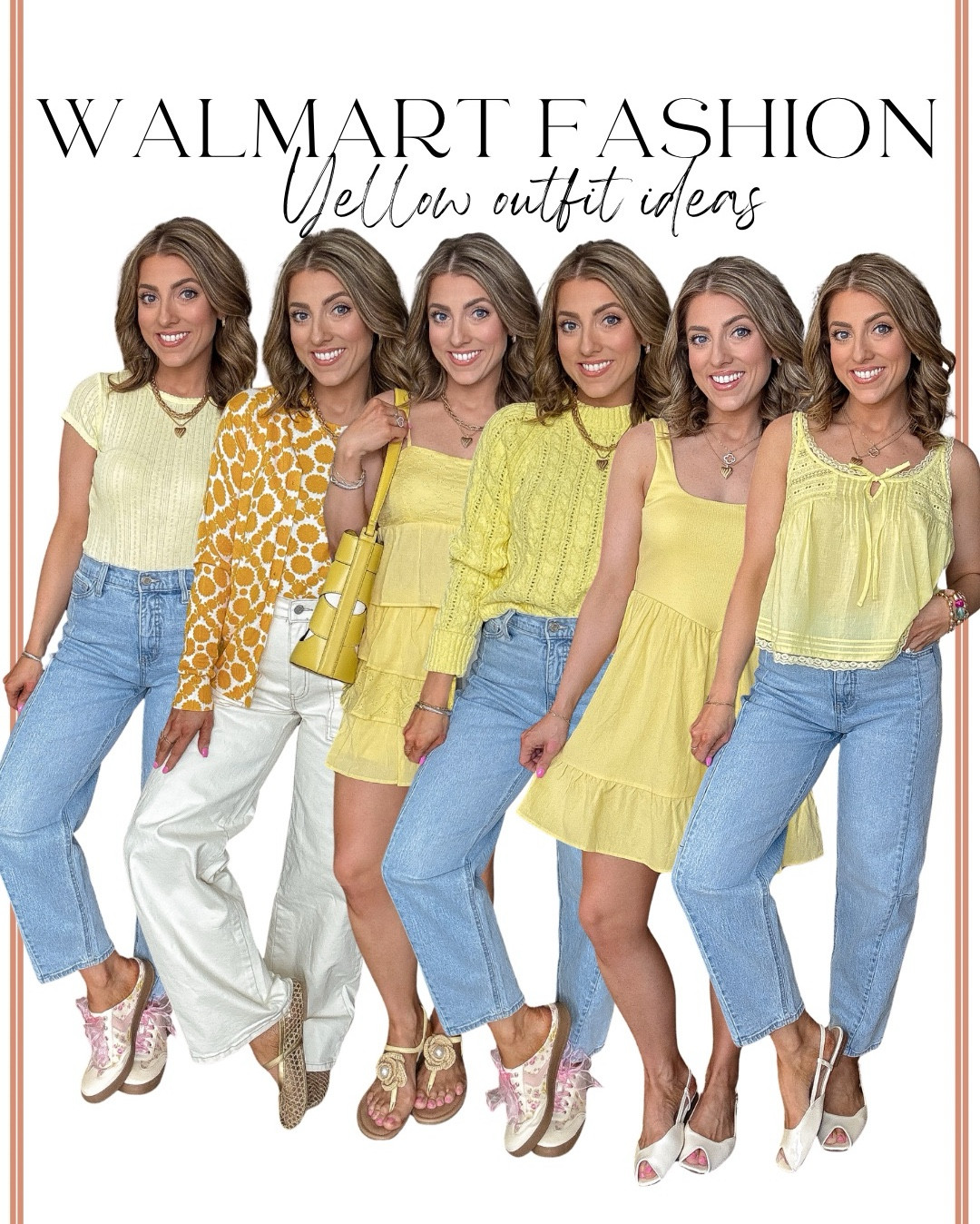 Walmart Fashion 💛 Yellow Outfit Ideas Edition ☀️✨

If you’ve been loving all things bright, happy and sunshine-inspired… this one’s for YOU. I rounded up the cutest all-new Walmart fashion yellow outfit ideas and every single piece is so good 🙌 From soft knits and lightweight cardigans to easy dresses, comfy sets, denim pairings and fun statement tops — these are the perfect looks for now into spring.

I love how wearable these shades of yellow are (from soft butter yellow to bold sunshine 🌼), and the best part? Every piece comes in multiple color options so you can grab your favorite hue or stock up in more than one 👏

Think:
💛 Yellow sweaters + classic denim
💛 Easy throw-on dresses
💛 Lightweight layering pieces
💛 Comfy lounge sets
💛 Statement tops with the cutest details

These are perfect for everyday mom life, school drop-off, casual weekends, spring outings, brunch dates, and everything in between. Walmart is absolutely crushing it with quality, fit and on-trend styles right now — and the price points make it even better.

Everything is linked in my LTK 🤍

#WalmartFashion #WalmartFinds #YellowOutfit #SpringOutfits #AffordableFashion #WalmartStyle #BudgetFriendlyFashion #WomensFashion #SpringStyle #OOTD #LTKStyle #ColorfulStyle