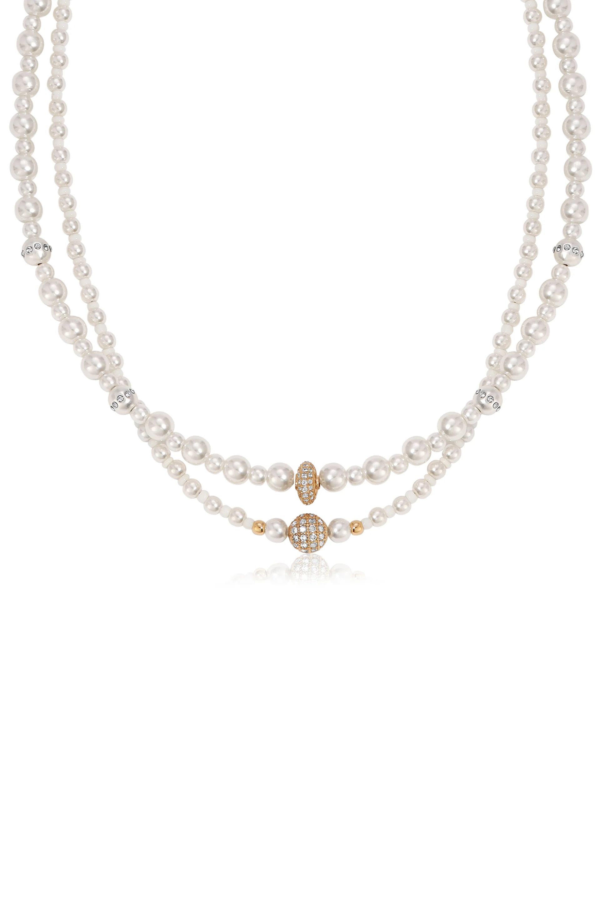 Double Pearl Chain Necklace Set | Ettika