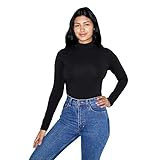 American Apparel Women's Cotton Spandex Long Sleeve Turtleneck, Black, X-Small | Amazon (US)
