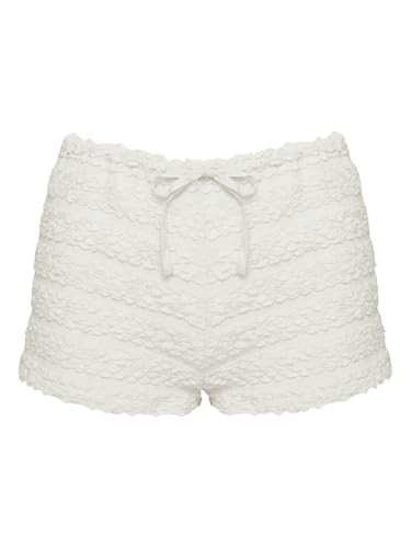 BEAUDRM Women's Y2k Ruffle Shorts Ruched Textured Low Waist Bloomers Cute Mini Micro Shorts Rave ... | Amazon (US)