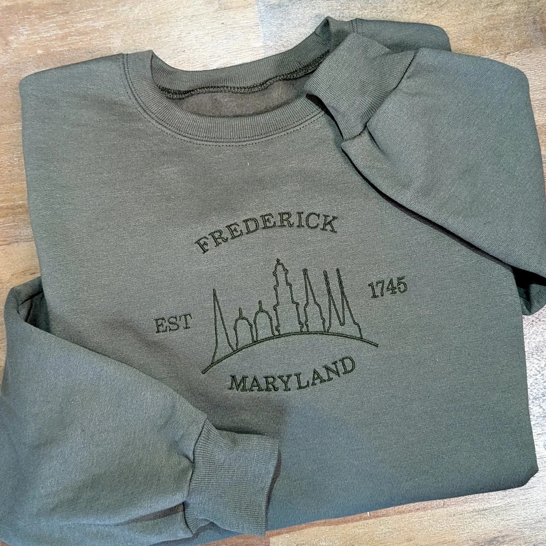 Embroidered Frederick, Maryland Skyline Sweatshirt MD State Pride Gifts Secret Santa Gifts Gifts ... | Etsy (US)