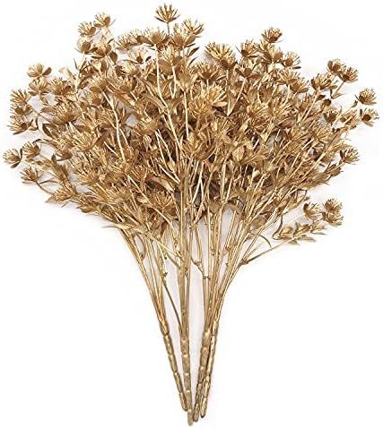 Artificial Flowers Golden Baby Breath Gypsophila, MASUMARK SM Fake Plant Bush Grass Decoration Fern  | Amazon (US)