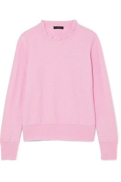J.Crew - Ruffle-trimmed Cotton-blend Sweater - Pink | NET-A-PORTER (US)