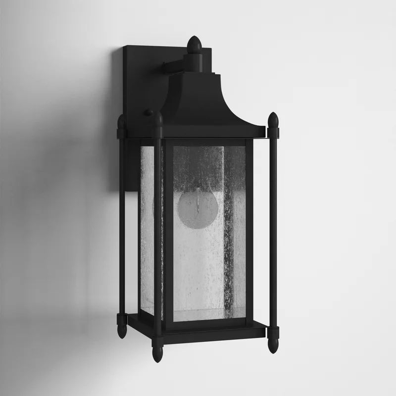 Alondra Black Seeded Glass Outdoor Wall Lantern | Wayfair Professional