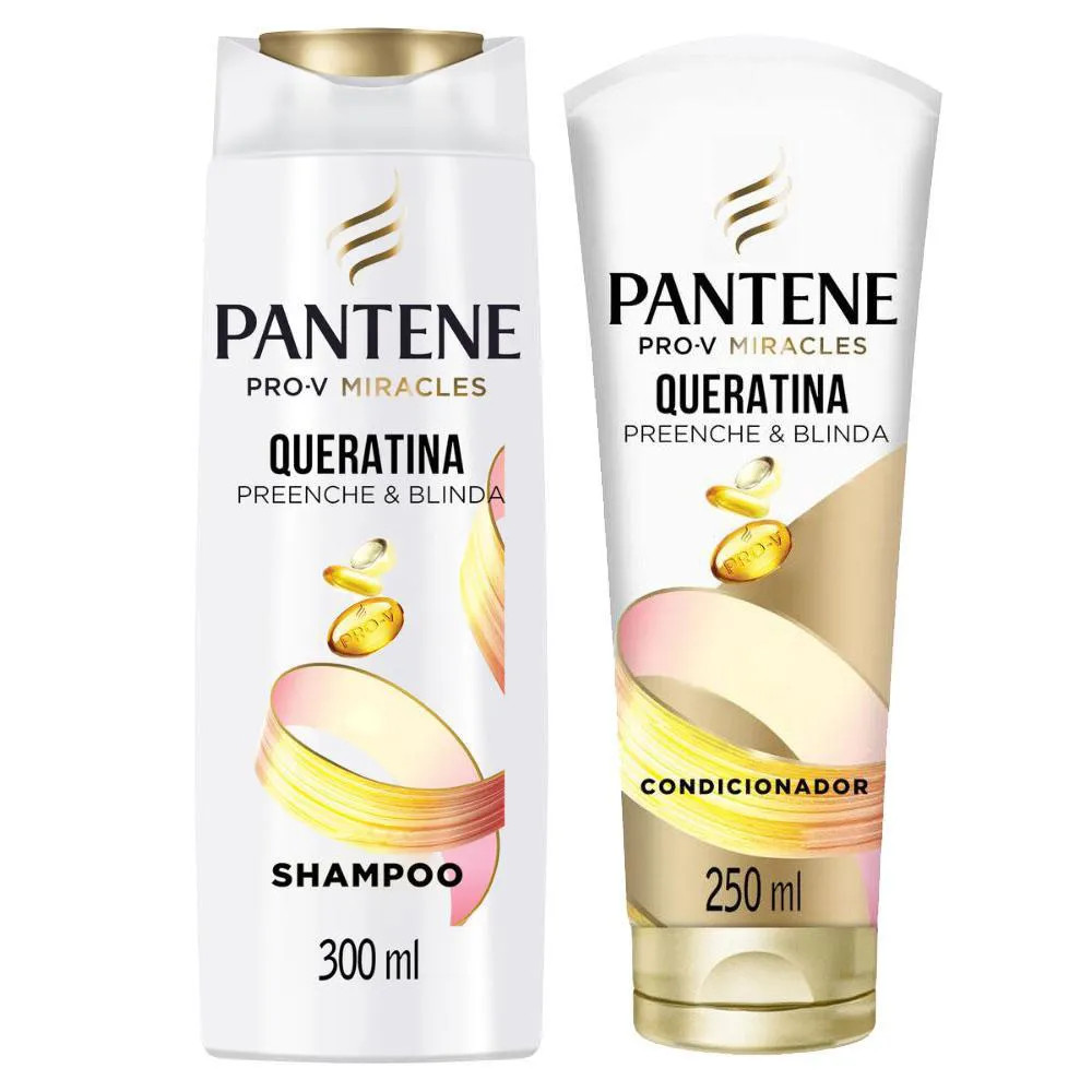 Kit Shampoo Pantene Queratina 300Ml + Condicionador Queratina 250Ml | DrogaRaia (BR)