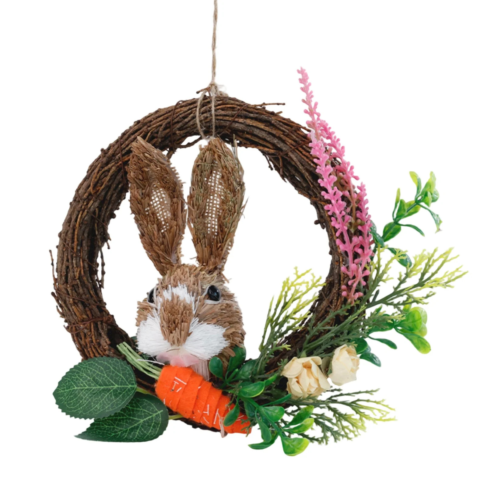 Easter Straw Rabbit Wreath Decoration, Festive Wall Hanging For Home Spring & Easter Celebration,... | Walmart (US)