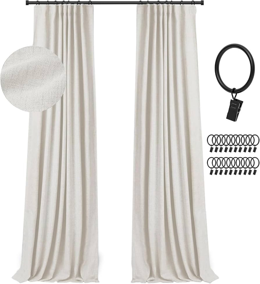 zeerobee 100% Blackout Curtains for Bedroom 63 inches Long Linen Blackout Curtains for Living Roo... | Amazon (US)