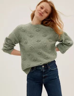 Textured Crew Neck Relaxed Jumper | Marks and Spencer AU/NZ