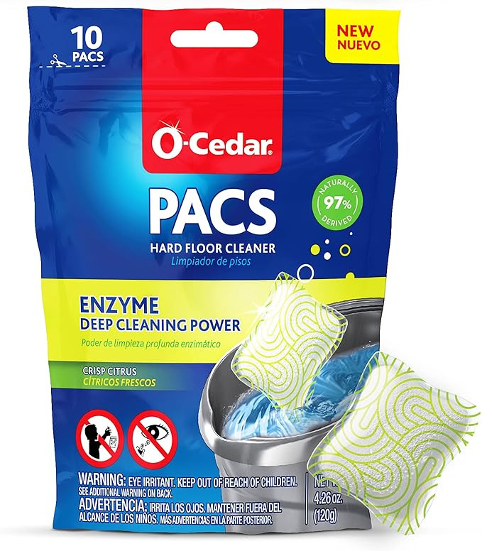 O-Cedar PACS Hard Floor Cleaner, Crisp Citrus Scent 10 Count (1-Pack) | Made with Naturally-Deriv... | Amazon (US)