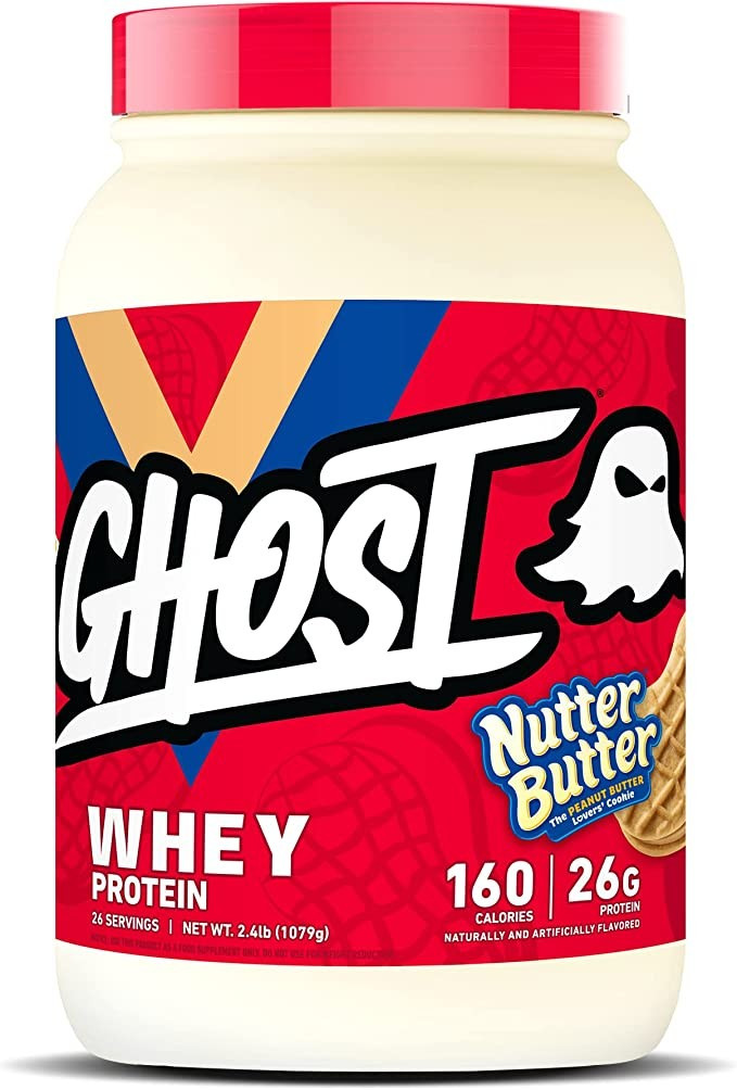 GHOST WHEY Protein Powder, Nutter Butter - 2lb, 26g of Protein - Whey Protein Blend - ­Post Work... | Amazon (US)