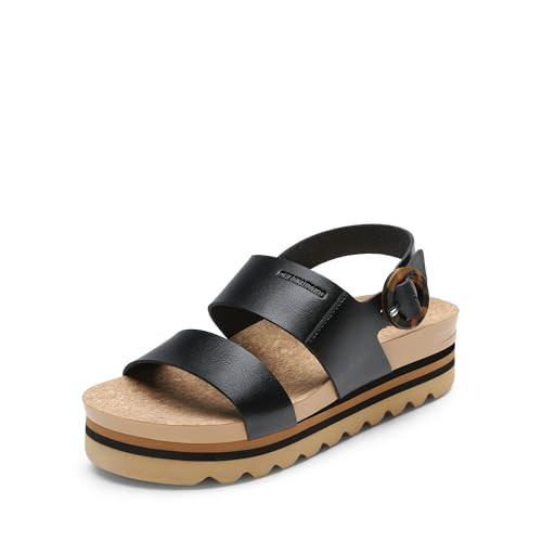DREAM PAIRS Women's Orthopedic Arch Support Platform Sandals Comfortable Cork Insole Low Wedges Sandals Flatform Summer Dress Shoes Cute Buckle Wedges for Beach,Size 8.5,Black,DWUMWS2501 | Amazon (US)