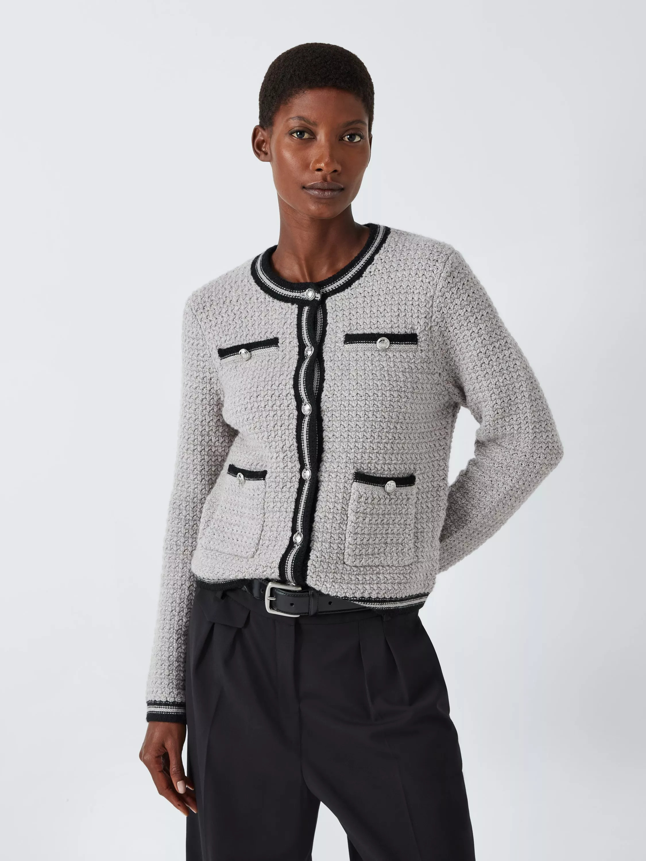 John LewisMetallics Wool Blend Cardigan, Grey | John Lewis (UK)