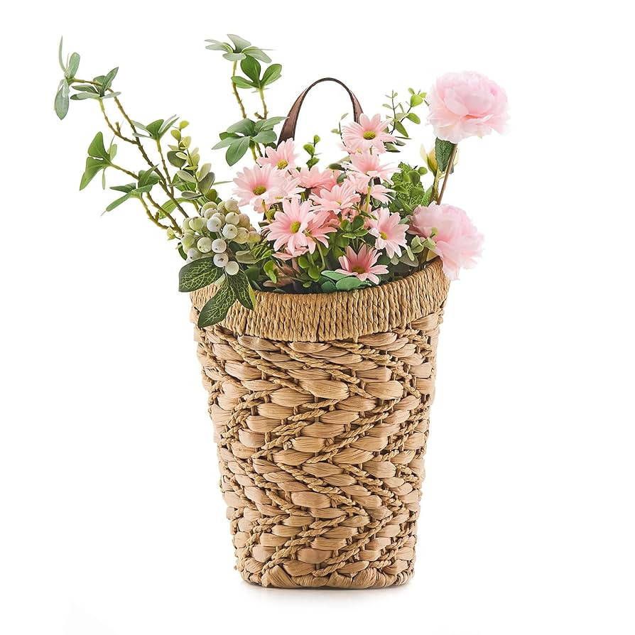 Handwoven Front Door Basket Water Hyacinth Wall Hanging Basket Decorative Boho Mounted Organizer ... | Amazon (US)
