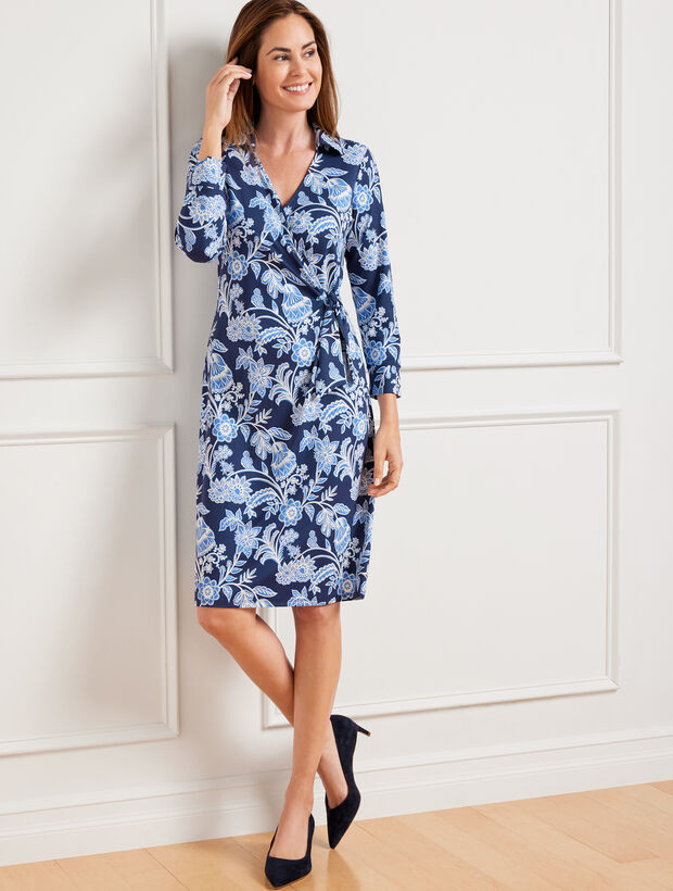 Talbots Effortless Jersey Kelley Dress - Outlined Floral | Talbots
