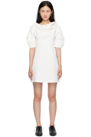 White Cowl Neck Minidress | SSENSE