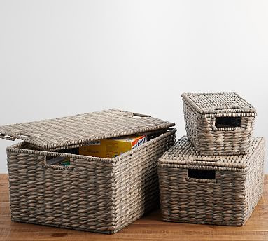 Charleston Handwoven Seagrass Lidded Baskets | Pottery Barn (US)
