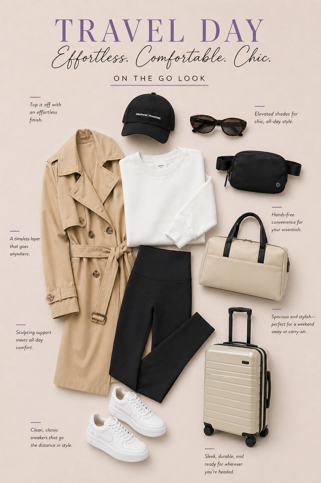 Travel day uniform but make it elevated ✈️ comfy layers, neutral tones, and polished accessories for an effortless airport look. Perfect for long flights, errands, and staying chic on the go 🤍 [travel outfit, airport outfit, athleisure outfit, neutral outfit, comfy chic, travel day look, capsule wardrobe, everyday style, minimal style, LTK travel]

#LTKTravel #LTKootd #LTKOver40