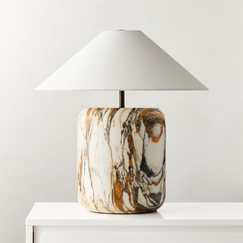 Block Golden Calacatta Marble Table Lamp + Reviews | CB2 | CB2