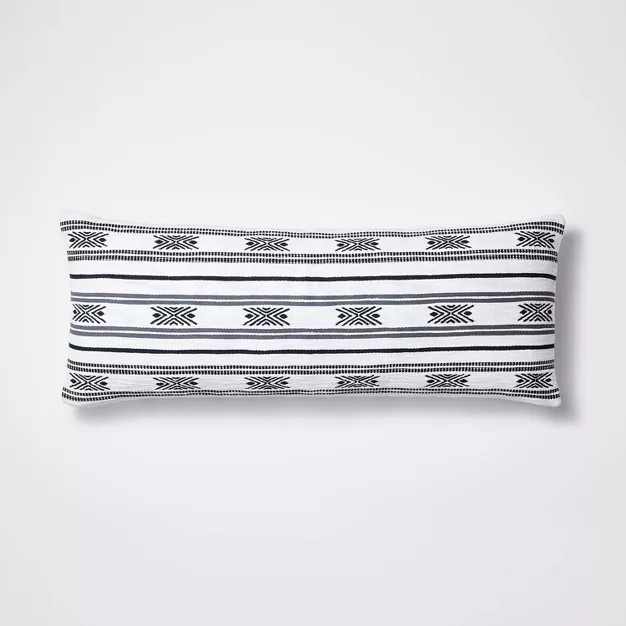 Oversized Oblong Woven Stripe Decorative Throw Pillow Ivory/Slate Blue - Threshold™ designed wi... | Target