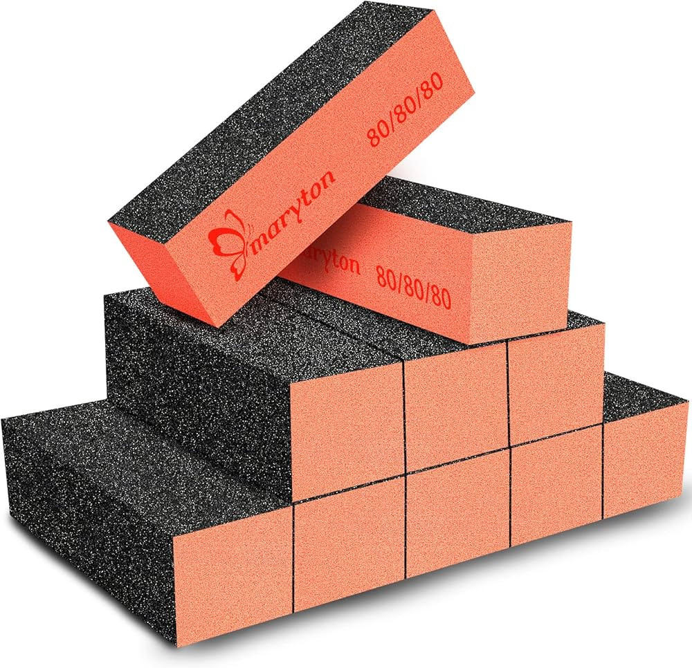 Maryton Nail Sanding Blocks, 80/80 Grit Nail Buffer Files for Acrylic Nails Kit Manicure Tool 10 ... | Amazon (US)