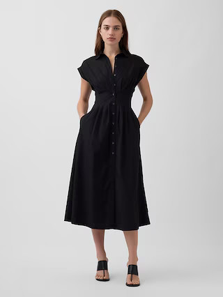Poplin Cinched Midi Shirtdress | Gap (US)