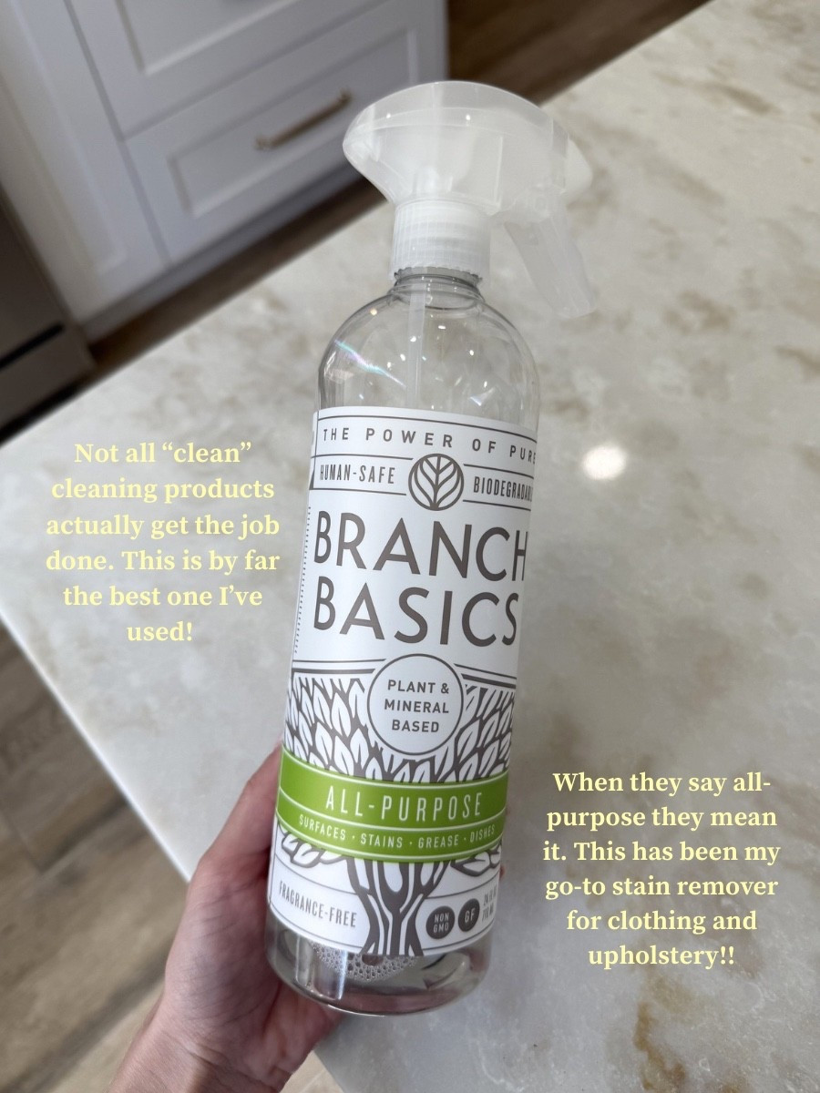 My favorite all-purpose cleaner! Because you mix it yourself by combining the concentrate with water, you get multiple refills worth! 

This works wonders for everyday surfaces, but I especially love it for removing stains. This has removed red sauce stains, even on a second wash. It’s also removed a bright red Italian ice stain from a white shirt! 
•
•
Nontoxic cleaning, non-toxic cleaning, branch basics, all purposing cleaner, best stain removed 

#LTKHome