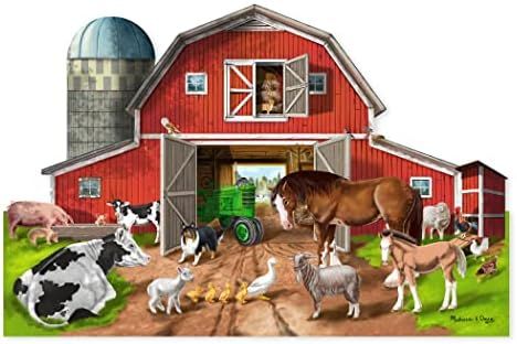 Amazon.com: Melissa & Doug Busy Barn Shaped Jumbo Jigsaw Floor Puzzle (32 pcs, 2 x 3 feet) : Meli... | Amazon (US)