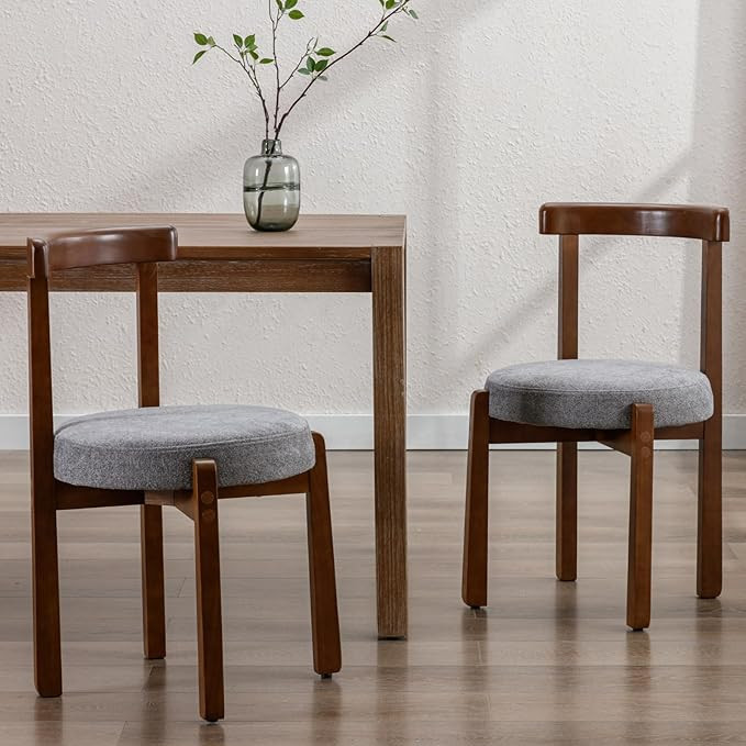 Dining Chairs Set of 2, Comfy Mid-Century Dining Room Chairs Upholstered Linen Fabric Side Chair ... | Amazon (US)